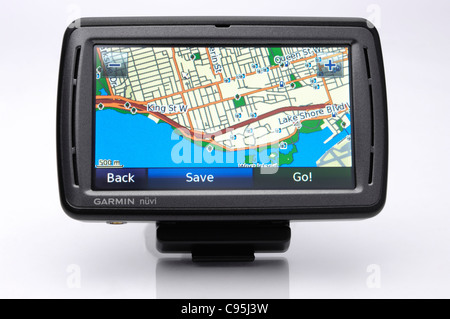 Automotive dispositivo GPS Garmin nuvi 880 isolati su sfondo bianco Foto Stock