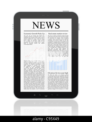 Business news su Tablet PC. Isolato su bianco. Foto Stock