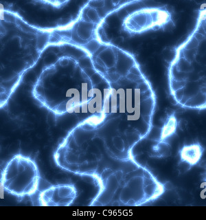 Computer grafica raffigurante l'elettricità che scorre in un liquido fluorescente o gas o altro mezzo. Foto Stock