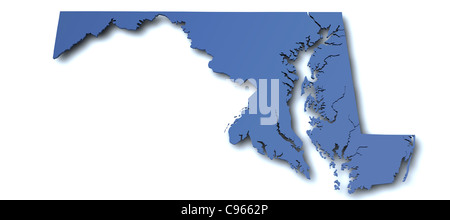 3d reso mappa dello stato del Maryland - USA Foto Stock