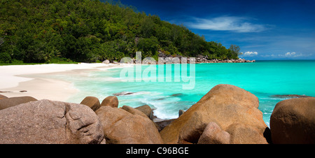 Paradise beach Seychelles Praslin Foto Stock