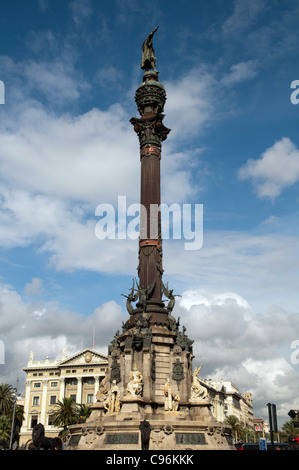 Monument a Colom (Monumento di Colombo), Portal de la Pau, Barcellona, Spagna Foto Stock