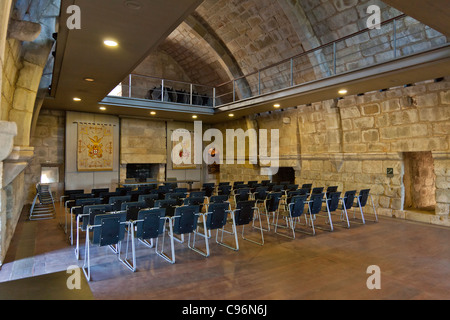 Hall all'interno del mastio del castello di Feira. Santa Maria da Feira, Portogallo. Foto Stock