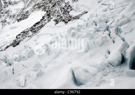 Vista del ghiacciaio dalla stazione a Eismeer, all'interno dell'Eiger. Foto Stock