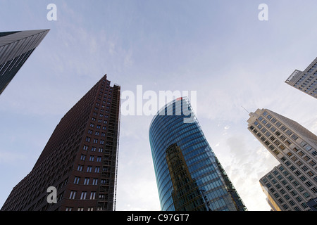 Edifici ad alta Potsdamer Platz in prima serata, Berlino, Germania, Europa Foto Stock