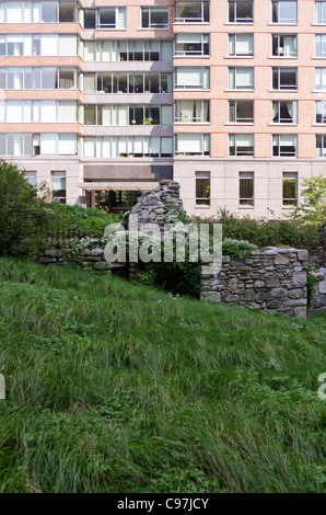 Lasca Cottage a Irish fame Memorial' alla fine di Vesey Street New York City USA Foto Stock