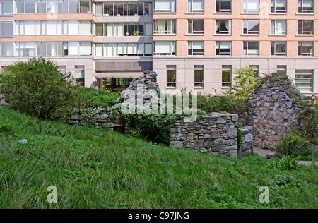 Lasca Cottage a Irish fame Memorial' alla fine di Vesey Street New York City USA Foto Stock