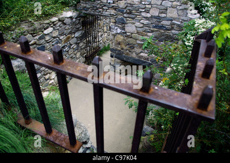 Lasca Cottage a Irish fame Memorial' alla fine di Vesey Street New York City USA creato da Brian Tolle Foto Stock