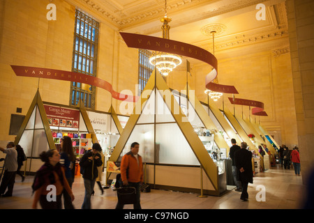 Shoppers sfoglia il Grand Central Fiera Vacanze a Vanderbilt Hall di Grand Central Terminal di New York Foto Stock