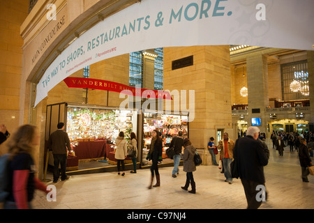 Shoppers sfoglia il Grand Central Fiera Vacanze a Vanderbilt Hall di Grand Central Terminal di New York Foto Stock