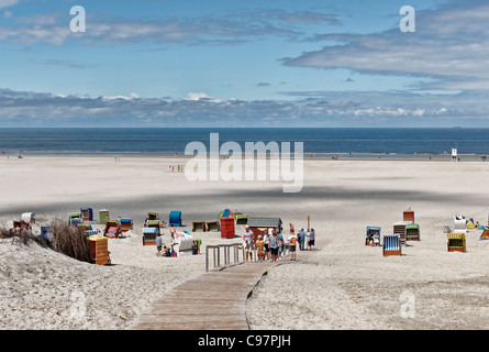 Spiaggia principale, Isola del Mare del Nord Juist, Frisia orientale, Bassa Sassonia, Germania Foto Stock