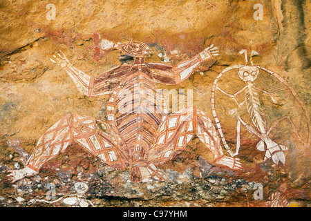 Indigeni di arte rupestre a Nourlangie. Kakadu National Park, il Territorio del Nord, l'Australia Foto Stock