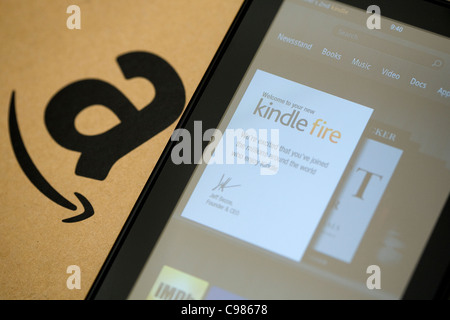 La Amazon.com Kindle fuoco computer tablet. Foto Stock