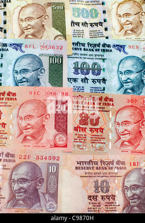 Rupia indiana bank note di fondo Foto Stock