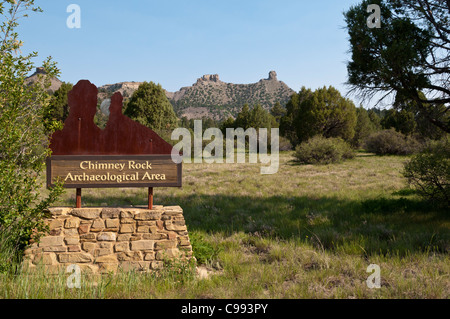 Entrata segno, Chimney Rock Area archeologica, Pagosa Springs, Colorado. Foto Stock