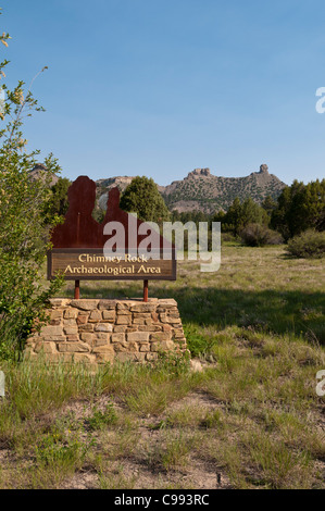 Entrata segno, Chimney Rock Area archeologica, Pagosa Springs, Colorado. Foto Stock