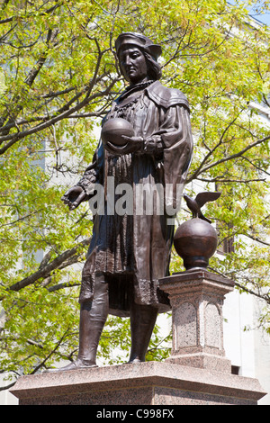 Christopher Columbus statua sulla Statehouse motivi in Columbus, Ohio. Foto Stock