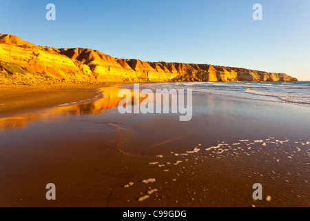 Tramonto sulla spiaggia Maslin e punto Blanche in Adelaide's sobborghi sud Foto Stock