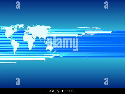 Illustrazione di background aziendale con la mappa del mondo Foto Stock