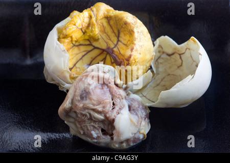 Balut Egg - una prelibatezza asiatica di Street food - un esempio dello strano o strano cibo mangiato dalle persone di tutto il mondo Foto Stock