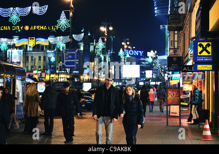 Khreshchatyk Street, la via principale di Kiev, Ucraina Foto Stock