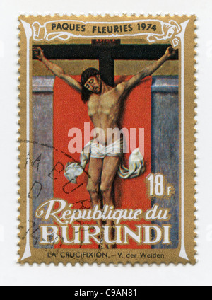 Burundi francobollo - La Crocifissione di Rogier van der Weyden 1399/1400 - 1464 Foto Stock