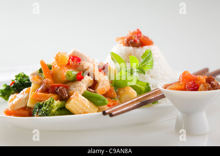 Asian pollo Stir Fry Foto Stock