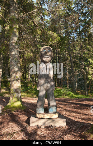 Il troll forest sulla cima di Mt. Fløyen, a Bergen in Norvegia Foto Stock