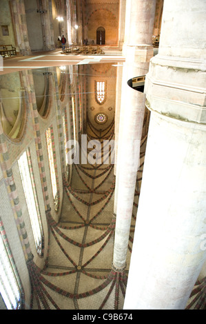 Specchi consente di ammirare il altamente decorato a doppia navata e la palmiof la chiesa giacobina a Tolosa, a sud-ovest della Francia Foto Stock