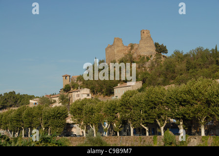 Château de Durban-Corbières, un castello costruito dai Catari nel Pays Cathare dell Aude nella Corbieres della Linguadoca Rossiglione Foto Stock