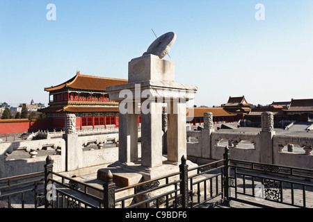 Meridiana di fronte alla sala della suprema armonia, la Città Proibita di Pechino, Cina Foto Stock