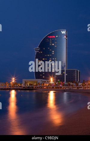 Hotel W anche conosciuto come Hotel Vela, Barcellona, Spagna Foto Stock