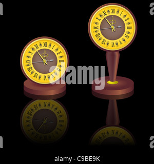 L'orologio vintage poco prima di mezzanotte. vettore. Foto Stock