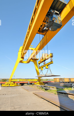 La gru e le piastre in acciaio Foto Stock