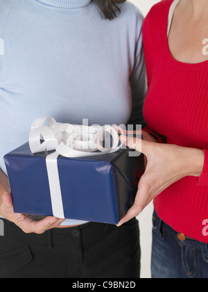 Figlia dando presente a sua madre Foto Stock