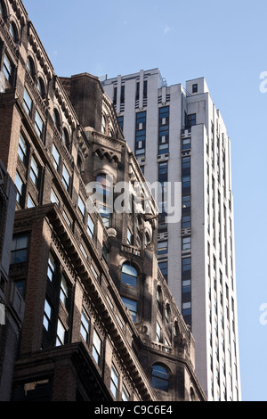 Architettura di contrasto, Midtown Skyline, NYC Foto Stock