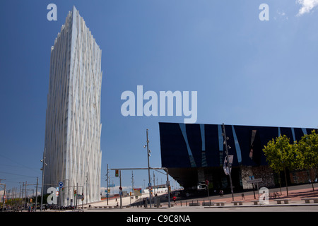 Museo di Scienze Naturali di Barcellona in Fòrum edificio e Telefonica edificio, Barcellona, Spagna Foto Stock