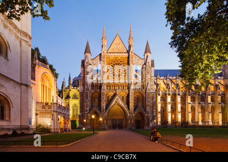 Abbazia di Westminster al crepuscolo, Londra Foto Stock