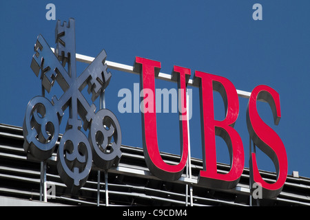 UBS Bank Logo in Central , Zurigo, Svizzera Foto Stock