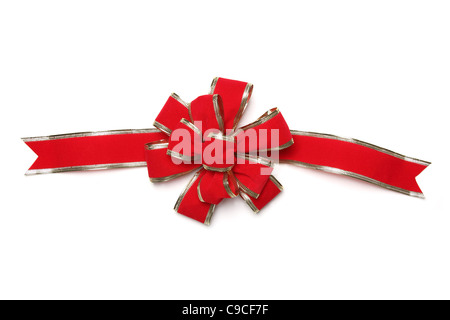 Red Ribbon bow isolato su bianco Foto Stock