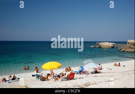 Is Arutas spiaggia sulla penisola del Sinis, Sardegna, Italia. Foto Stock