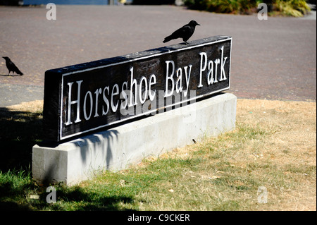 Baia a ferro di cavallo Park sign in Vancouver. Foto Stock