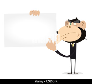 Illustrazione di un cartone bianco imprenditore Gorilla che mostra il suo biglietto da visita Foto Stock