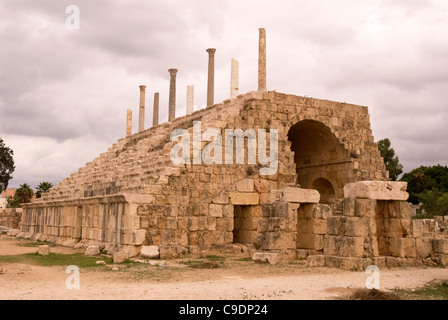 Ippodromo, Al-Bass sito archeologico, pneumatico, nel Libano meridionale. Foto Stock