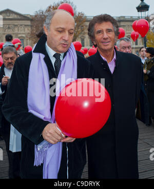 Parigi, Francia, Jack Lang, ex Ministro della Cultura (sotto Mitter-rand) e Laurent Fabius del Partito Socialista, Ministro della Francia Foto Stock