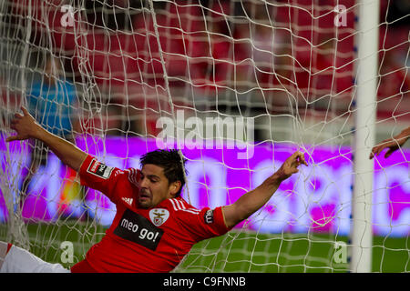 Il Portogallo Liga Zon Sagres xiii round - SL Benfica (SLB) x Rio Ave FC (RAFC) Nolito SL Benfica avanti ha segnato il secondo gol per il Benfica Foto Stock