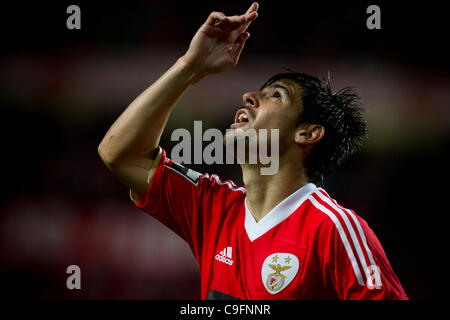 Il Portogallo Liga Zon Sagres xiii round - SL Benfica (SLB) x Rio Ave FC (RAFC) Nolito SL Benfica Avanti dopo aver segnato il suo secondo obiettivo (quinta per il Benfica) Foto Stock