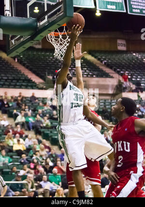 Gen 12, 2012 - Denton, Texas, Stati Uniti d'America - Nord Texas verde medio avanti Roger Franklin (32) in azione durante il gioco tra la Western Kentucky Hilltoppers e le università del Nord Texas significa verde a nord Texas Coliseum,Super Pit, in Denton, Texas. UNT sconfitto Weste Foto Stock