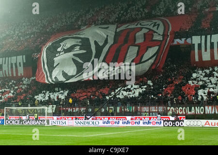 Milano tifosi, 15 gennaio 2012 - Calcio : Italiano 'Serie A' match tra AC Milan 0-1 Inter Milan a Stadio Giuseppe Meazza di Milano, Italia. (Foto di Enrico Calderoni/AFLO SPORT) [0391] Foto Stock