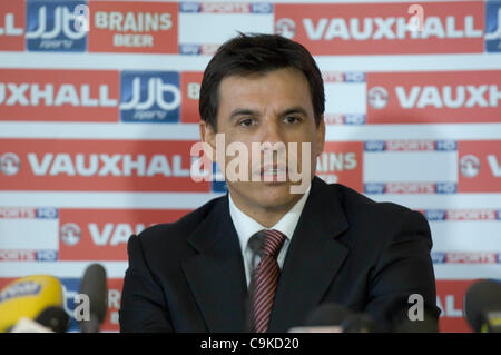 Chris Coleman è svelata come nuovo Galles Football Manager durante una partita di Football Association of Wales. (Solo uso editoriale) Foto Stock